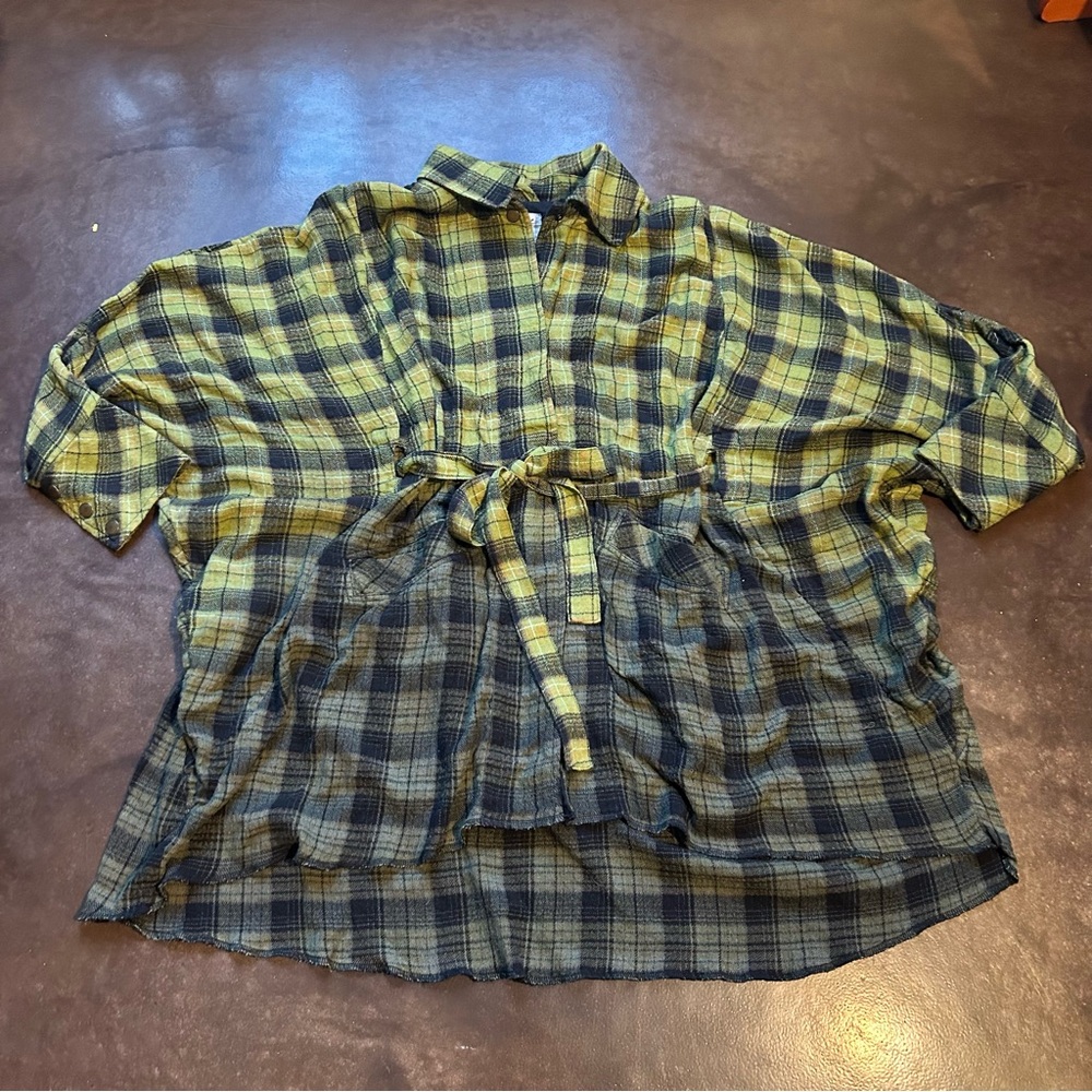We the free- you wish over sized ombré kaftan flannel shirt jacket size xs - Picture 7 of 15